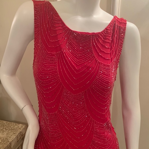 Alice Olivia Red Brit Beaded Mini Dress SIZE 2 - Picture 15 of 16